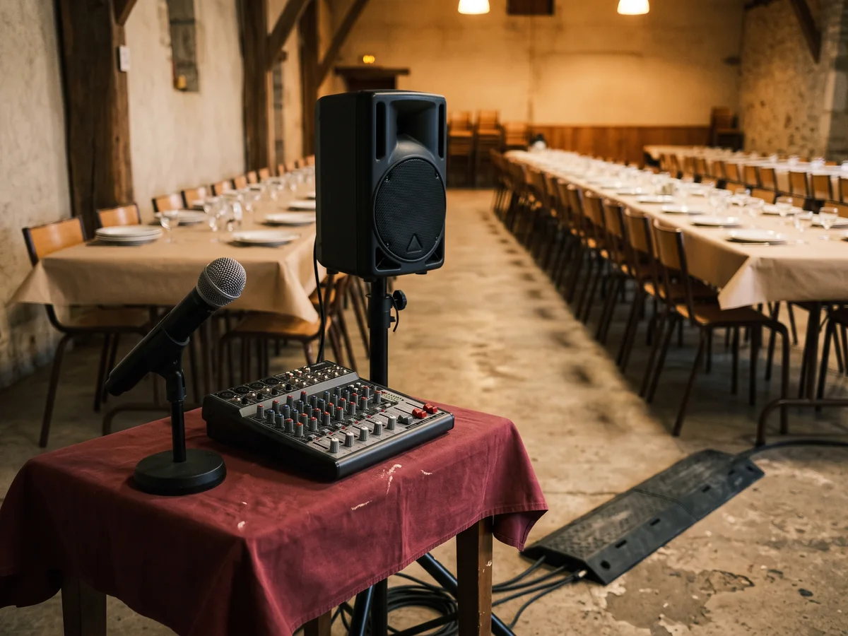 microphone prêt pour les annonces et l'animation.